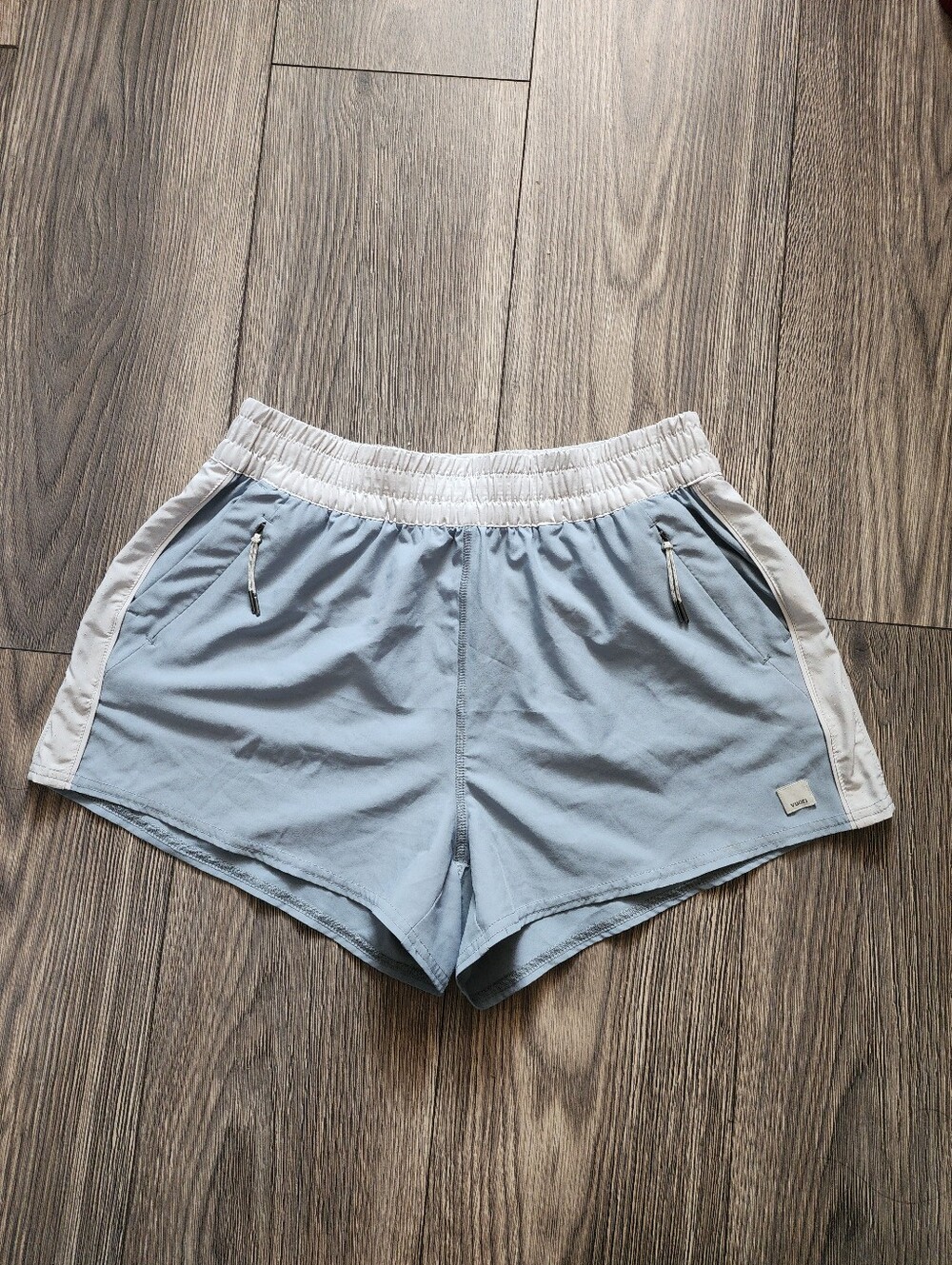 Vuori Light Blue and White Athletic Shorts